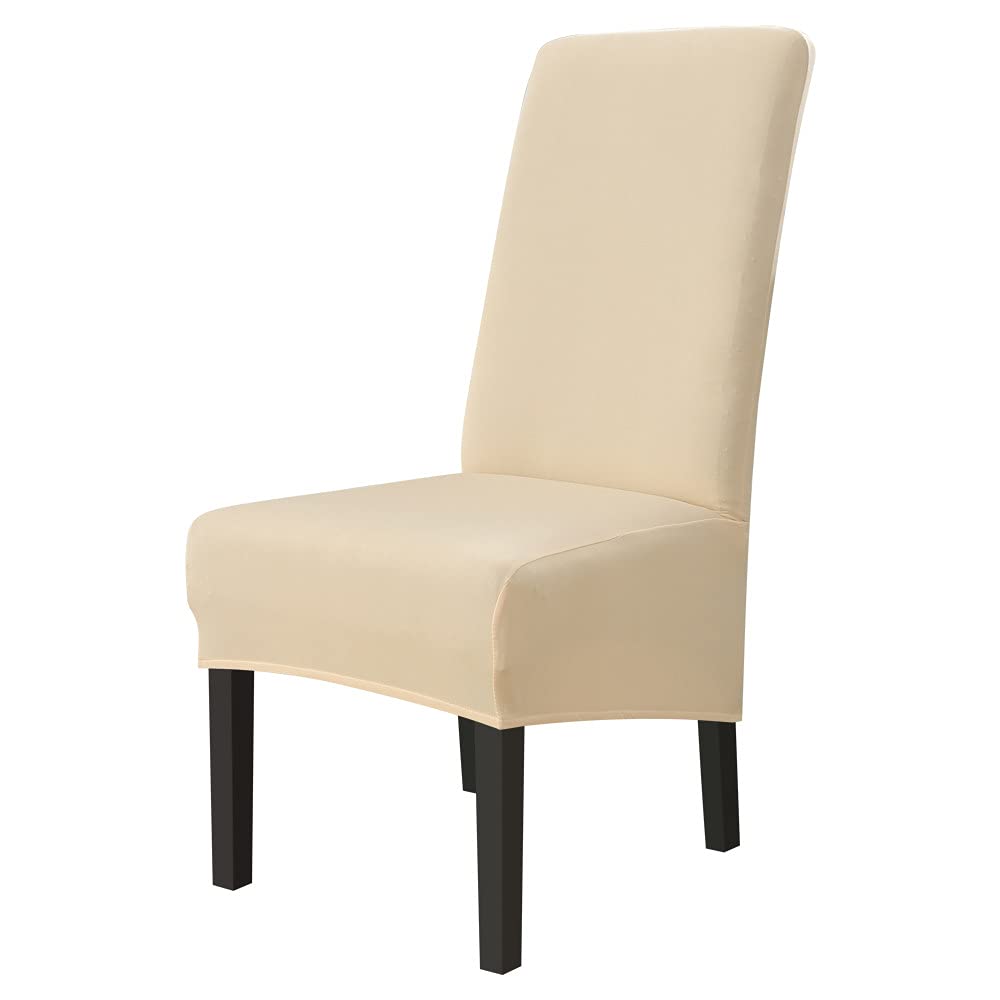 Housse de chaise élastique grand dossier et revêtement stretch couleur unie