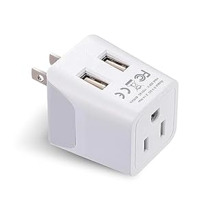 Ceptics Japan, Philippines Travel Adapter Plug with Dual USB – Usa Input – Type A – Ultra Compact (CTU-6) – Perfect for Cell Phones, Laptops, Camera Chargers