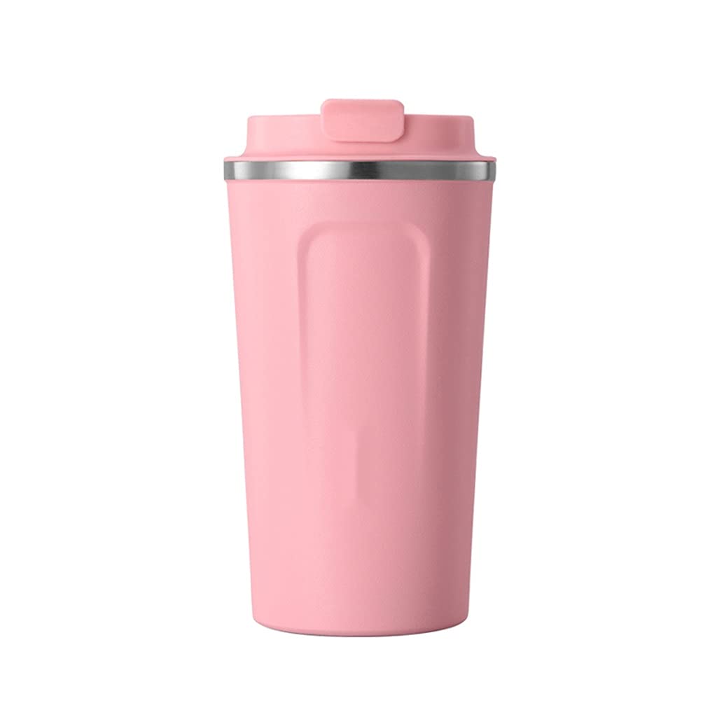 Flaschenwärmer, 510 ml tragbarer Edelstahl-Kaffee-Thermosbecher mit Strohhalm, Auto-Isolierflasche, Reise-Thermoflasche, Thermocup for Geschenke (Color : Black) (Color : Pink)