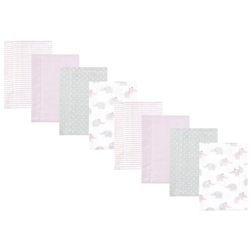 Image of Hudson Baby Cotton Poly Flannel Burp Cloths Multipack, Lilac Elephants 8-Pack, One Size