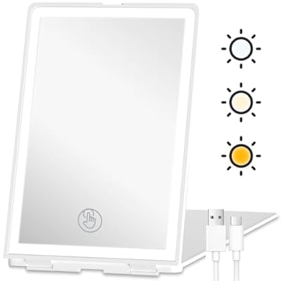 Haikopoon Travel Makeup Mirror with Lights, Rec...