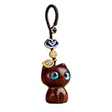 【Porte-clés en bois forme chat 】: Design mignon et original, fabriqué en bois de haute qualité, léger et résistant pour un usage quotidien.