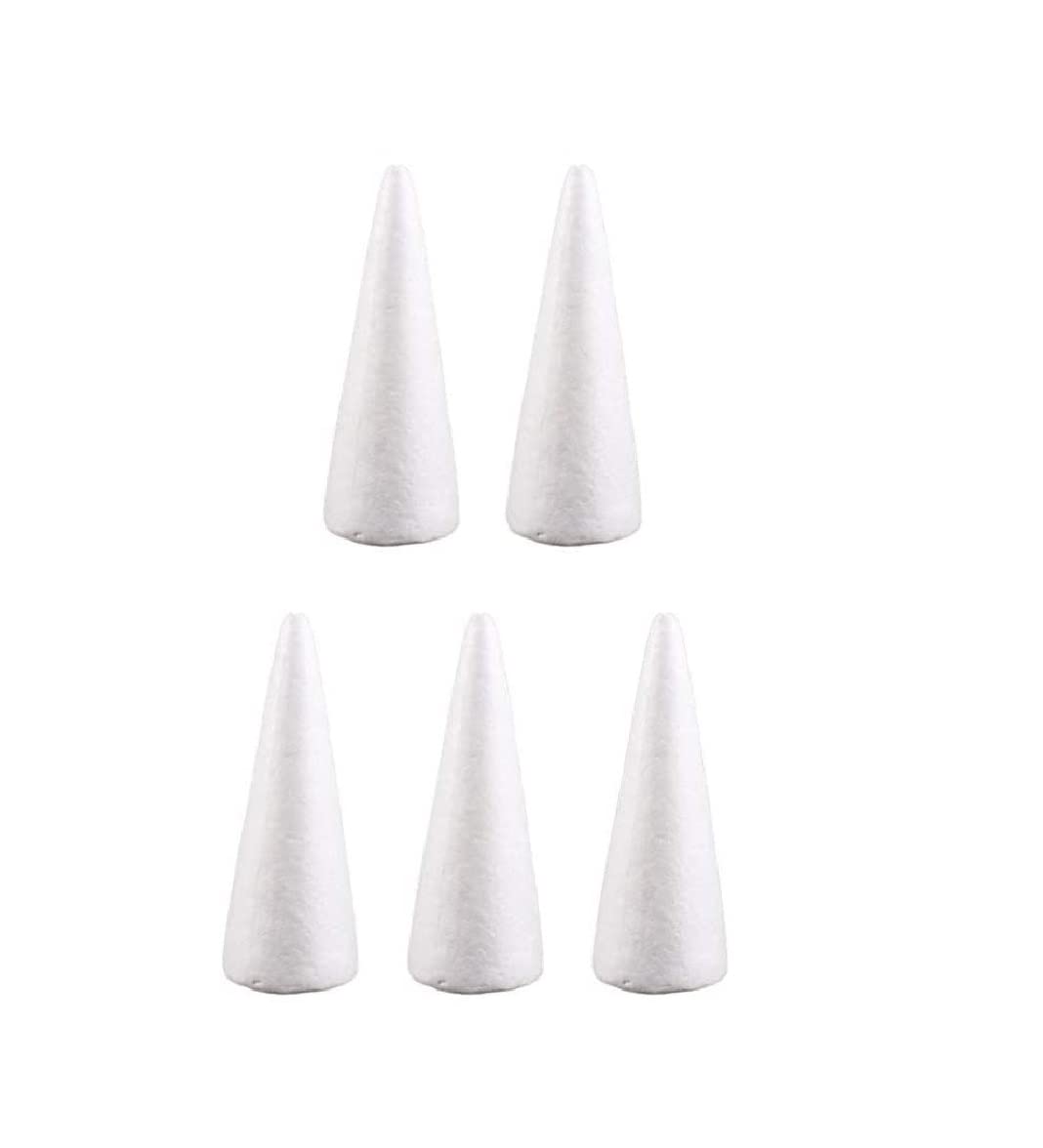 Floralcraft 5-pcs 20cm Polystyrene Foam Cone, Solid Styrofoam Cone for Christmas Trees, DYI Art & Craft Projects, Children Christmas Party Decorations