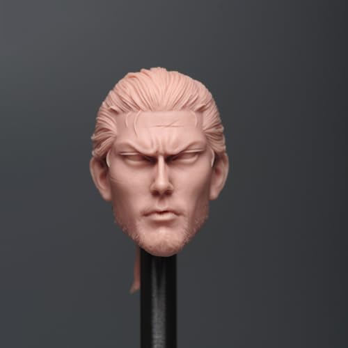 RoofWorld 1/6 Scale Male Head Sculpt,Unpainted 12inch Figure Doll Accessories Samurai Satoh Takeru PVC Male Soldier Head Carving Model Fit 12'' Miniature Action Figure Body