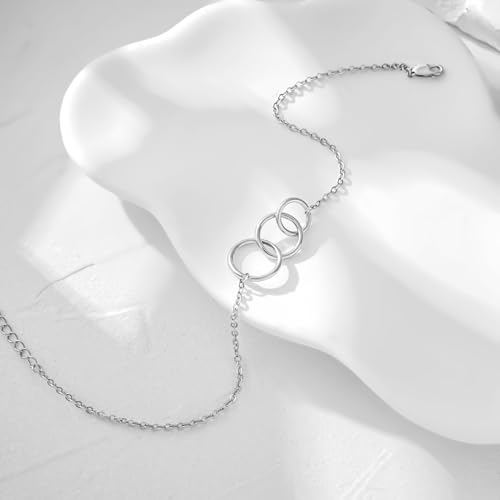 Image of CHIC & ARTSY 925 Sterling Silver Ankle Bracelets for Women, Adjustable Double Layer Chain Anklets, Minimalist Lightweight Foot Jewelry for Beach & Everyday Wear
