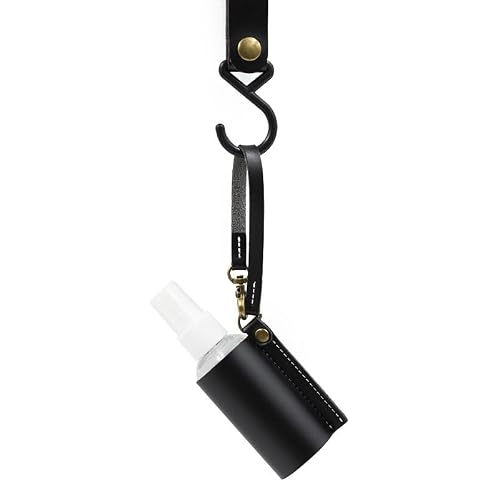 VKSG Disinfectant Holder - 60ml Sanitizing Spray Bottle Bag Holder - Belt Loops, Clip On Backpacks & Purses -(Reusable White Bottles) (Black Bottle Sleeve)