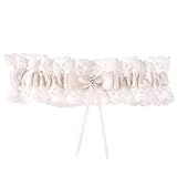 gosknor giarrettiera sposa, giarrettiera elastica in pizzo con fiocco elegante accessorio da sposa per donne e ragazze per feste di addio nubilato (beige)