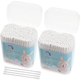2 Boxen Wattestäbchen Baby Reinigungsknospenstäbchen für Kleinkinder Tupfer für Babypflegeknospen Knospenabstriche für Kinder Kopf aus Baumwolle Ohr Nase Weiß 400 Stück