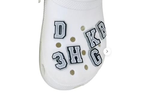 Rohans Alphabet Letter and Numbers A - Z 0-9 Shoe Charms Jiblets for Crocs Decoration Clogs Grey Black Pink Gold Silver (LETTER H, BLACK) - Image 3