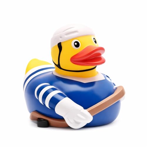 Duckshop I Badeente Eishockey I Quietscheente Eishockey-Spieler I Quietscheentchen I L: 8 cm I Geschenk für Eishockey Fans I Spielzeug für Kinder