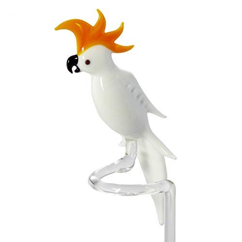 Orchid Rod Orchid Holder with Sitting Cockatoo White Orchid Rods