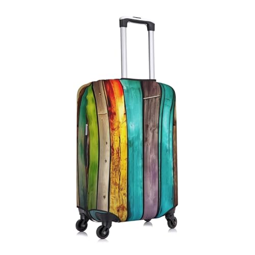 Travel Luggage Cover Anti-Scratch Suitcase Cover Protector Elastic Thicken Luggage Protector Washable Baggage Covers Colorful Wooden Boards Suitcase Sleeve Fit 18-32 Inch Luggage X-Large3