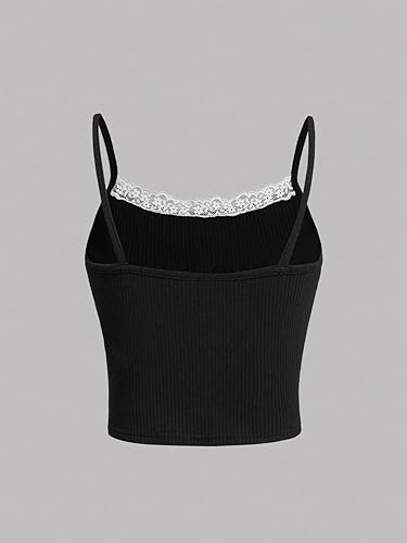 SOLY HUX Girl's Sleeveless Star Print Lace Trim Camisoles Spaghetti Strap Ribbed Crop Tank Tops2