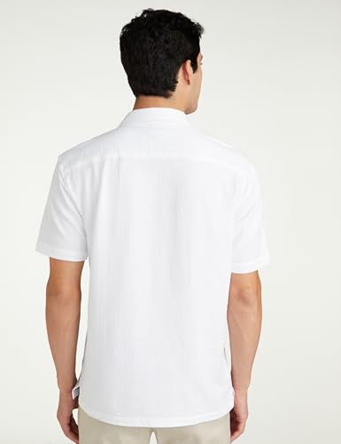 Image of Van Heusen Men's Cotton Slim Fit Print Half Sleeves Casual Resort Collar Shirt