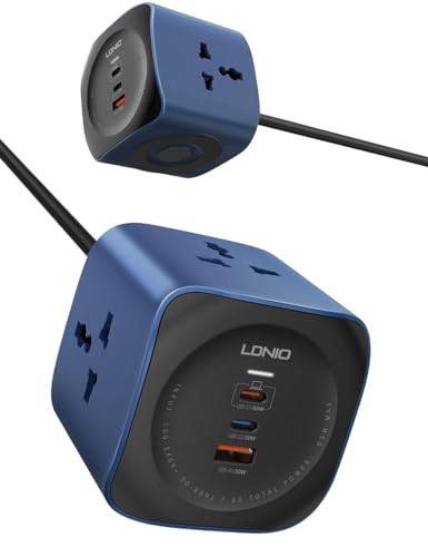 Image of T Teclusive 2500W Cube Extension Board Power Strip with USB C Ports | 3 Power Sockets with 65W Gan Type C USB QC PD Super Fast Charging | Multi Port Extension | 2M Power Cord