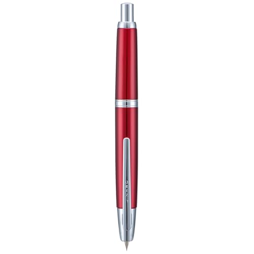 Image of Jinhao 10 Press Fountain Pen with Box, Rose Red Retractable Extra Fine Nib with Ink Converter Set (Silver Clip)