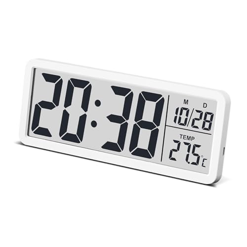 JoFomp LCD Digital Wall Clocks Battery Operated, 8.5