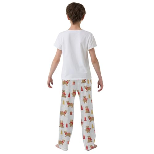 ZZXXB Xmas Gift Bear Boys Long Pants Soft Trousers Elastic Waist Kids Lounge Bottoms with Pockets S-XL3