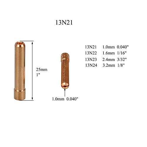 Image of RIVERWELD TIG Gas Lens Collet Bodies 45V 13N Champagne R type 53NACN 14-16# | 45V43 13N22 2C116GS 1 /16 inch, 45V44 13N23 2C332GS 3 /32 inch Ceramic Cups for SR WP 9 20 TIG Welding Torch 33pcs