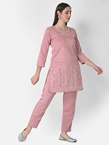 Image of FNOCKS Women's Fleece Velvet Fabric Kurta Palazzo Set with Pocket