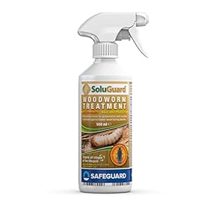 SAFEGUARD Soluguard Woodworm Treatment – Ready For Use High Strength Woodworm Killer Spray (500ml, Clear)