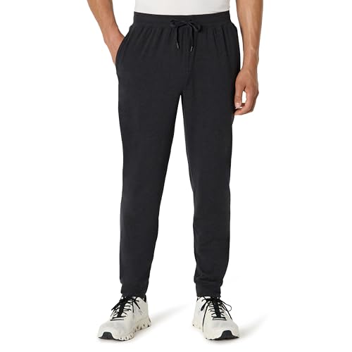 Amazon Essentials Men's Athletic Soft Performance Lightweight Gym Workout Tapered Track Jogger Sweatpants, Space Dye Black, X-Large