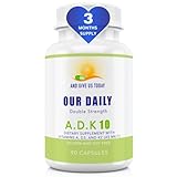 Our Daily Vites ADK 10 Double Strength (10,000 iu) 90 Count Vitamins A1, D3 & K2 (as MK7) - Physician Formulated Bone, Heart & Immune System Support - Gluten Free,None GMO Vegetarian Capsules
