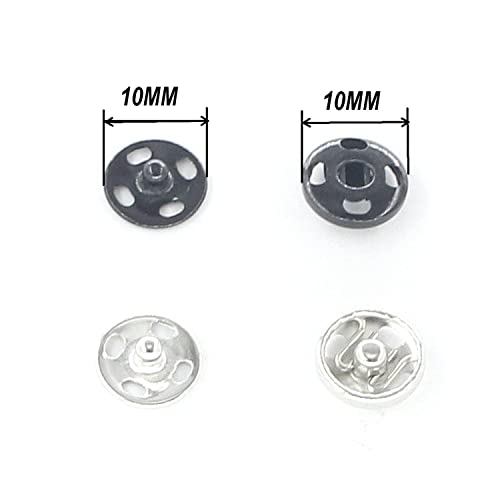 Leekayer 10 Mm Metal Press Button For Sewing Clothing Black Silver Sew-On Snap Buttons 72 Sets Brass Snap Fastener Buttons 0.39 Inch #TOP1