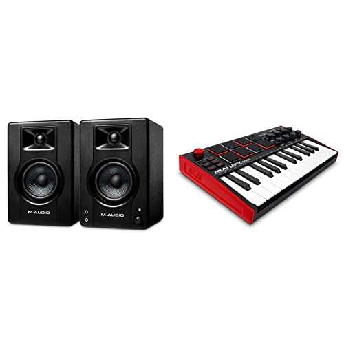 Enceintes M-Audio BX4 120W et clavier AKAI MPK Mini MK3 avec pads rétroéclairés