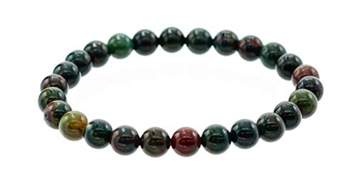 Glossy 6 mm Round Bloodstone Stretch Bracelet , 7