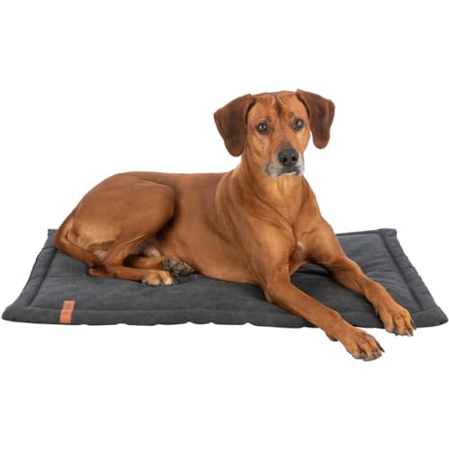 TRIXIE Liegematte BE Nordic Föhr 70x55 cm in schwarz – hochwertiges Hundebett für mittelgroße & kleine Hunde - große Hundedecke aus robustem Stoff in Canvas-Haptik - waschbar – 37438