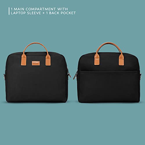 Image of AirCase Office Canvas Sling Messenger Bag fits upto 15.6 inch Laptop /Macbook, PU Leather Handles, Detachable Shoulder Strap, Easy to Clean, for Office /Travel, Men & Women - 6 month Warranty