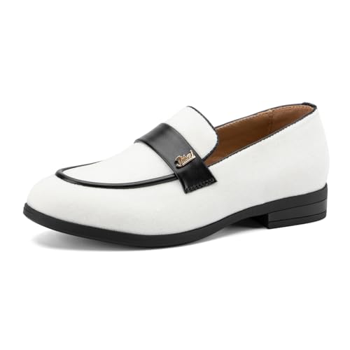 Image of JITAI Boys Dress Loafers for Weddings & School, Breathable Slip-On Leather Tuxedo Shoes, Toddler to Preteen