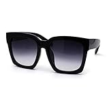 Womens Boyfriend Style Oversize Horned Rim Thick Plastic Sunglasses (black gradient black, 54)