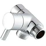 Contenu de l'emballage : Connecteur inverseur de douche en laiton avec entrée G1/2 et double sortie pour une commutation facile du mode de douche (argenté)