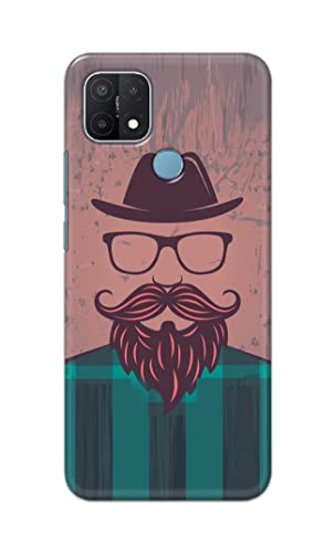 Image of PRINTFIDAA Man Icon with Beard Shirt Hipster Printed Designer Hard Case for Oppo A15 / A15s Back Cover -(e) RPM1001