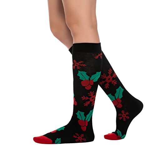 Joyin 5 Pairs Women's Cute Winter Socks Christmas Fancy Design Knee High Socks Multi Colorful Patterned Knee High Socks For Xmas Holiday Gifts For Women And Girls #TOP5