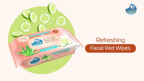 Glider Facial Wipes Enriched with Aloe Vera, Cucumber & Vitamin E | All Types Skin Friendly & pH Balanced | Alcohol & Paraben Free | Moisturizes, Refreshes & Soothes Skin, 25... - Image 3