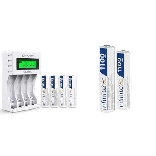 Image of ENVIE (ECR11MC + 2800 4PL) SprintX Ultra Fast Rechargeable Batteries Charger for AA & AAA Ni-MH wit