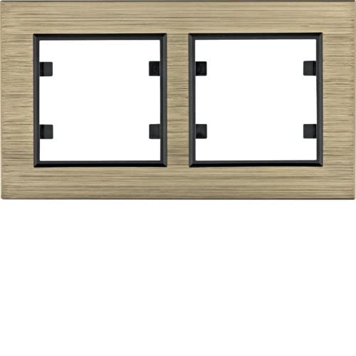 Cadre double horizontal Hager Lumina Passion alu laiton pour interrupteur prise WL9224