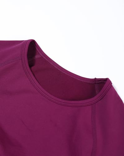 Image of AUROLA Influence Women Crop Top Short Sleeve Compression Workout T-Shirt | Raglan Short Sleeve Crop Top, High-Stretch Seamless Knit, Stay-Put Ribbed Underband, Soft Breathable Comfort