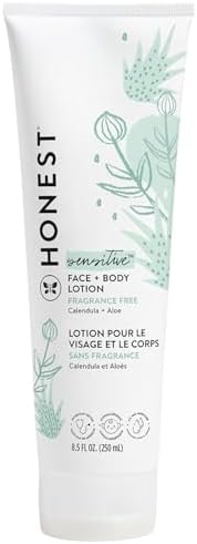 The Honest Company Hydrating Face + Body Lotion | Fast Absorbing, Naturally Derived, Hypoallergenic | Fragrance Free Sensitive, 8.5 fl oz