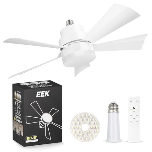 EEK Socket Fan Light with LED, Remote, 3 Speeds, 3 Colors