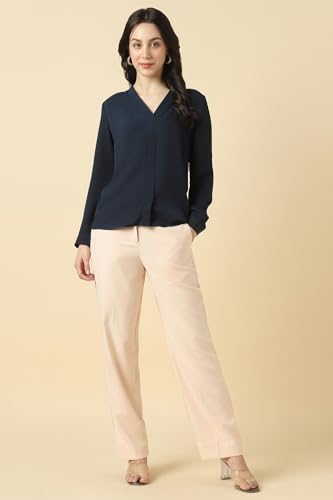 Image of Allen Solly Women's V-Neck Top | Full Sleeve | Regular Fit | Soft Comfortable Fabric | Everyday Casual Essential