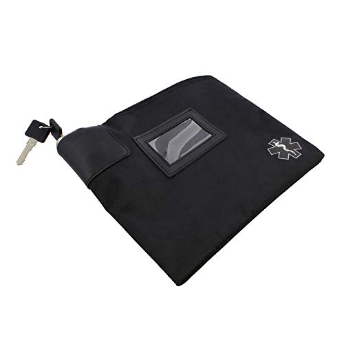 MonMed Locking Storage Box Medicine Box Pill Organizer Travel Medicine Bag with Lock and Key Lock Bag Pouch in Black