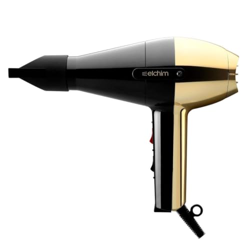 Elchim 2001 High Pressure Professional Hair Dryer 1875W Blow Dryer High-Pressure Airflow Technology 2 Speeds & 5 Temperatures Long-Life Motor 2000+ Hours Made in Italy Gold/Black