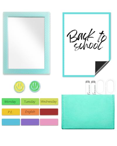 Image of Mymazn Locker Accessories Kit Magnetic Mirror for School Locker Mint Blue