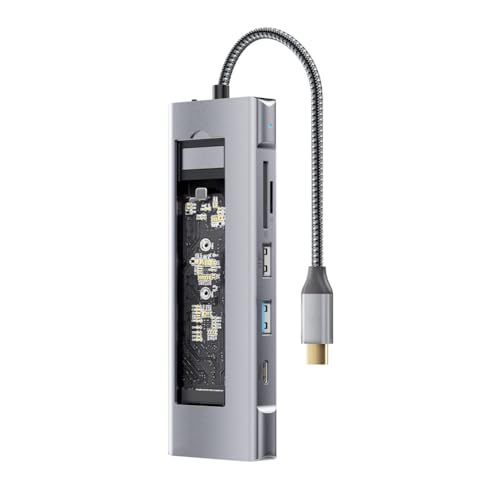 Hub USB C 8-en-1 avec boîtier SSD NVMe adaptateur multiprise Type-C