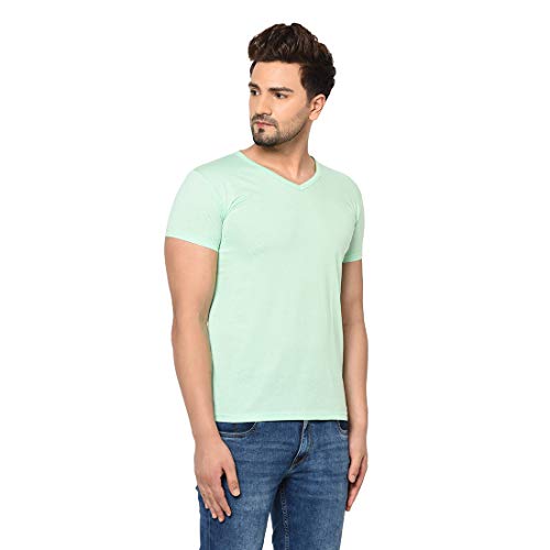 Image of Men's Cotton Blend Half Sleeve V Neck Tshirt