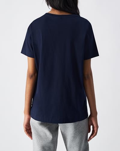 Champion Legacy Basics W-Jersey de algodón Ligero S-S Regular Crewneck Camiseta, Azul Marino, L para Mujer